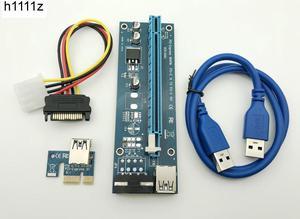 USB 3.0 PCI-E Riser Express 1X 4x 8x 16x Extender Riser Adapter Card SATA 15pin Male to 4pin Power Cable
