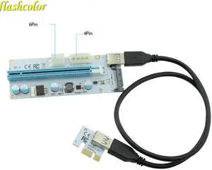 PCIe PCI-E PCI Express Riser Card 1x to 16x USB 3.0 Cable Adapter SATA to 4Pin IDE Molex 6 pin for BTC Miner Machine