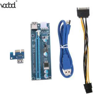 Amify 60cm USB 3.0 PCI-E PCI Express 1x to 16x Mining Machine Extender Riser Card Board Adapter with 15Pin to 6Pin Power Cable