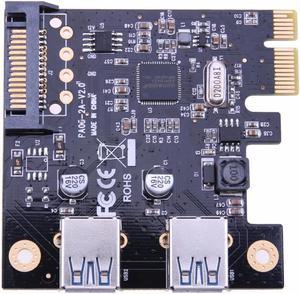 PCI-E to USB3.0 2 Port PCI Express HUB Expansion Card 19Pin Power Connector coompatiable with X4 X8 X16