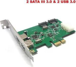 PCI-E PCI Express 2 SATA III 3.0 & 2 USB 3.0 Card Adapter Converter