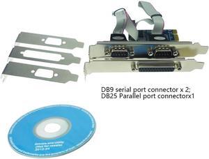 2 Port RS232 RS-232 Serial Port COM & DB25 Printer Parallel Port LPT to PCI-E PCI Express Card Adapter Converter