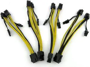 4PCS/Lot  UL1007 18AWG PCI-E 6pin Female to Dual 8pin(6+2) Y-Splitter Video Card Power Adapter Cable. 4PCS/Lot  UL1007 18AWG PCI-E 6pin Female to Dual 8pin(6+2) Y-Splitter Video Card Power Adapter Cable.
