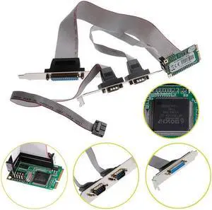 Mini PCI-e 2 Serial Ports + 1 Parallel I/O Card Mini PCIe to RS232 DB9 Adapter
