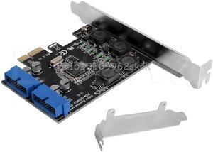 2 Port 19Pin USB 3.0 Card PCI-e to PCI Express for Internal 20Pin for Male Ports Adapter