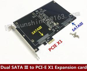 1PCS/LOT DB-23561 Dual SATA III to PCI-E X1 Expansion adapter card for Wins XP/ 7 / 8 / 10