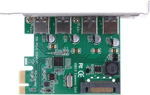 4 Port PCI-E to USB 3.0 HUB PCI Express Expansion Card Adapter with 15pin SATA Power Connector 5Gbps Speed For Desktop Computer