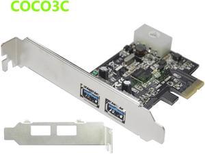 5Gbps 2 ports USB 3.0 PCI-e Controller Card w / Low profile Bracket PCI Express to USB3.0 Converter Adapter 4P IDE power Supply
