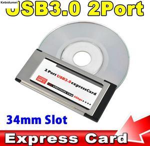 PCI Express to USB 3.0 Dual 2 Ports PCI-E Card Adapter 5 Gbps PCMCIA for NEC Chipset 34 MM Slot ExpressCard Converter
