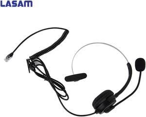 LASAM Call Center Telephone /IP Headset with Adjustable Boom Mic 4-pin RJ9 Modular Connector for 3Com Aastra Alcatel-Lucent