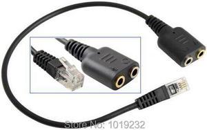 VoiceJoy Call center Headset Cable 2 X 3.5mm to RJ9 Adapter Convertor PC Headset to RJ9/RJ10/RJ12 plug for telephones