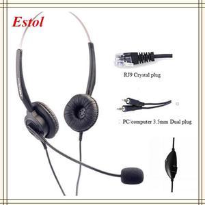 Aiteou 3.5mm dual plugs compluter headset volume adjustable mute key call center earphone headphone binaural double ears two ear