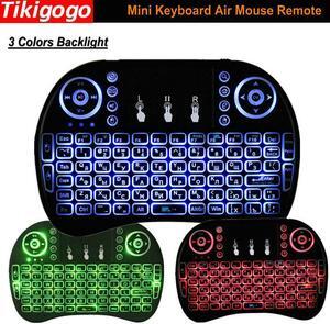 Tikigogo Russian English Spanish Backlit i8 Backlight Wireless mini keyboard air mouse remote control for Android Smart TV Box