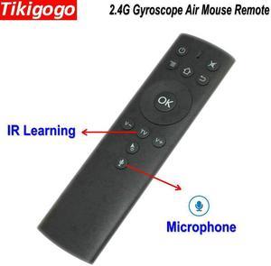 Tikigogo 2.4G Wireless Gyroscope Air Mouse T1M with Microphone Mic Voice Search IR Learning Remote Control PK G10 T2 Air Mouse