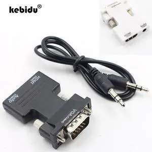 New arrival HDMI Female to VGA Male Converter with Audio Adapter Support 1080P Signal Output white Black Wholesale