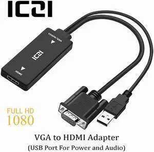 ICZI 1080P HD VGA to HDMI Converter Adapter with Audio VGA HDMI AV Video Cable Converter Adapter for PC Laptop to Monitor TV