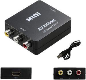 1080P Mini RCA AV VGA to HDMI Adapter AV (CVBS) Composite video FL/FR stereo audio to HDMI Converter with USB HDMI cable for PC