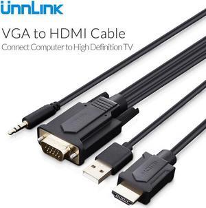 Unnlink VGA To HDMI Cable with 3.5mm Jack AUX Audio FHD 1080p@60Hz Adapter for monitor computer smart tv projector graphic card