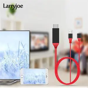 Larryjoe 1080P HDTV Digital AV Adapter HDMI Cable USB 2.0 Male and Female HD Video Converter Code for iPhone TV Android Phones