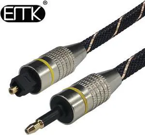 EMK Digital Toslink to Mini Toslink Cable 3.5mm SPDIF Optical Fiber Cable 3.5 to Optical Audio Cable Adapter for Macbook 5m 10m