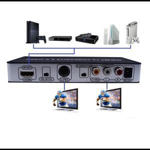 EDAL HDMI to TV Composite RCA AV + S-Video Converter Include AV & S Video Cables + AC Power Adapter US EU AU Plug
