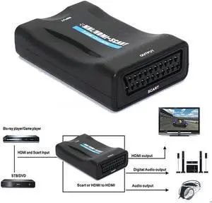 kebidu HDMI 1080P Connector HDMI To Scart Converter AV signal adapter converter HD Receiver For Phone Old TV with power adapter