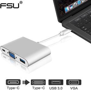 FSU Type-c 3.1 male to female VGA/USB3.0/Type-c support HD 1080P Adapter for Macbook Matebook Monitor TV U disk