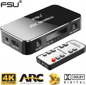 FSU UHD HDMI Switch 2.0 4K HDR 4x1 Adapter Switcher with Audio Extractor 3.5 jack optical fiber cable ARC splitter for HDTV PS4