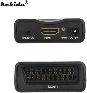 kebidu 1080P HDMI To Scart Converter HD Receiver signal adapter converter with power adapter Box support HDMI AV For Phone TV
