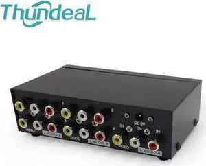 AV Splitter DVD HDTV RCA Video Splitter Box 1 to 8 out 3 RCA Distributor 1 in 4 RCA Audio Video AV Adapter not Switcher Switch