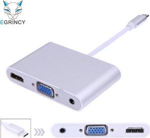 EGRINCY  USB C Type C To HDMI VGA 3.5mm Audio Adapter 3 in 1 USB 3.1 Converter Cable For Macbook Google Chromebook Pixel Only