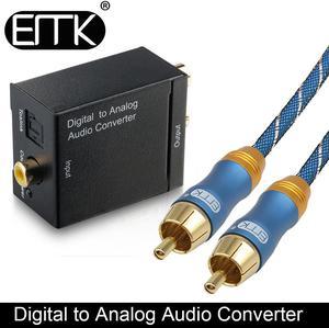 EMK Digital To Analog Audio Converter Coaxial Optical Toslink to RCA output converter Adapter Signal to Analog Audio Converter