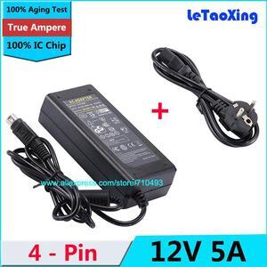 12V5A Power Supply Adapter 4 Pin 12V 5A AC DC Converter Adapter 4-Pin Charger For LCD TV Monitor Flat Panel TV DVR Cable Cord