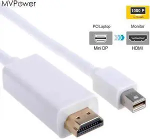 MVPower 5M Mini Display Port DP to HDMI TV HDTV Cable Cord Adapter Audio Video Cables for MacBook Pro Portable
