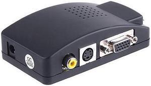 Black Video To VGA PC laptop Composite Video AV S-Video RCA to PC Laptop VGA TV Converter adapter switch box AVC1802S-1