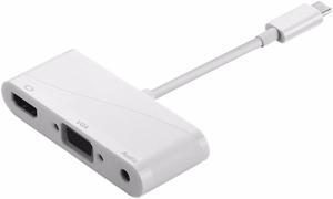 High-End USB 3.1 Type-C To HDMI VGA Audio HD High Definition Adapter Converter With Type-C To VGA Cable White