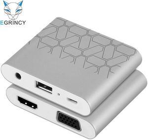 EGRINCY 3 in 1 USB To HDMI VGA Audio Video Converter Digital AV Adapter Cable For iPhone 6 6S 7 ipad Macbook Samsung ios Android