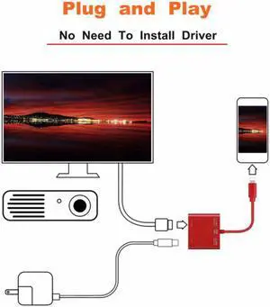 TV HDTV Display 1080P 60Hz AV Converter for Lightning to HDMI Full HD Audio Video Adapter Cable for iPhone X 8 7 iPad iPod