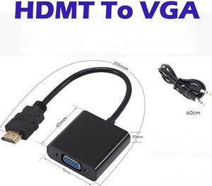 Black HDMI to VGA Adapter Digital to Analog Audio Converter M/F Video Cable for Xbox 360 PS3 PS4 PC Laptop TV Box to Projector