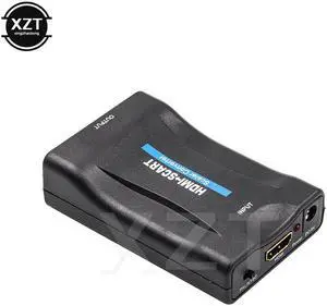 1080P HDMI to SCART Video Audio Upscale Converter Adapter HD Receiver TV DVD US/EU Power Plug