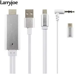 Larryjoe 2 In 1 Type C and Micro USB To HDTV TV HDMI Adapter Digital AV Cable For Samsung Android Phone with Audio USB Cable