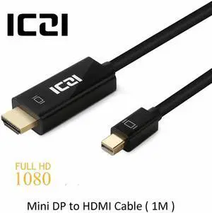 ICZI 1080P 60Hz 1m 1.8m 3m Mini DP to HDMI Cable Thunderbolt to HDMI Gold plated Adapter for Macbook Pro Air Projector Camera TV