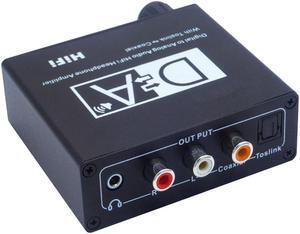 Digital to Analog Audio Converter HiFi Headphone Amplifier With Toslink to Coaxial 2RCA 3.5mm Jack Stereo Audio Output Adapter