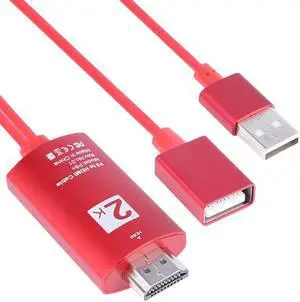 1080P 2 in 1 USB-A M+USB-A F to HDMI Port Converter Video Adapter Cable for iPhone 8 X 7 6s Plus iPad Samsung Android Phones TV