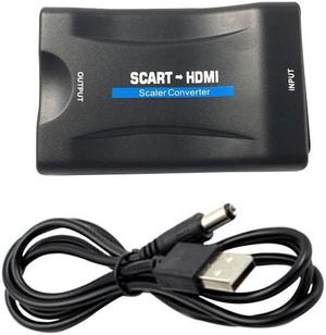 SCART To HDMI Adapter 1080P HDVideo Audio Upscale Converter Adapter for HD TV DVD for Sky Box STB Plug and Play with DC Cable