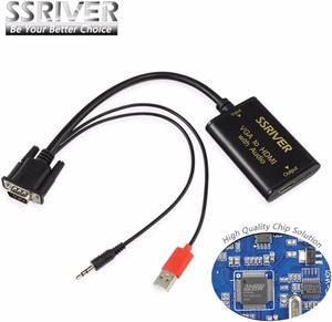 SSRIVER VGA to HDMI Converter 1080P Converter HD Audio AV Converter HDTV Video Cable VGA2HDMI Adapter for TV PC