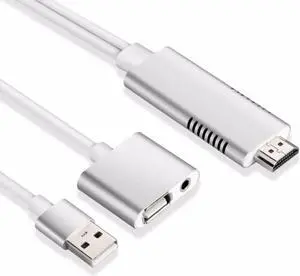 HDMI to USB AUX Cable Adapter Phone Tablet To TV AV Adapter Cable HD 1080P White Video Cable Cord Video for Apple Android
