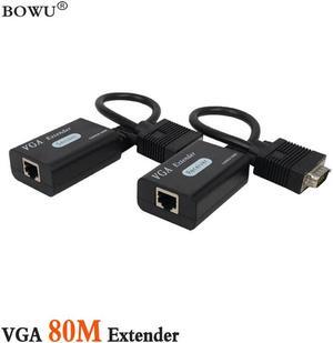 80M VGA Extender by Cat5e/6 VGA Male To Lan Cat5e Cat6 RJ45 Ethernet Net Cable Female Adapter Amplifier Converter
