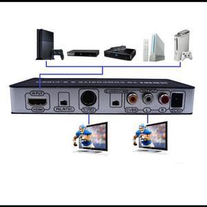 Universal HDMI to TV Composite RCA AV + S Video Converter Include AV & S Video Cables + AC Power Adapter