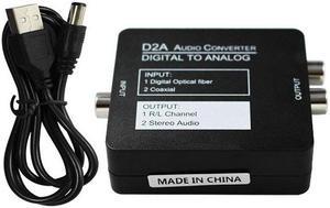 Digital to Analog Audio Converter Amplifier Decoder Optical Fiber Coaxial Signal to Analog Stereo Audio Adapter 3.5MM Jack 2*RC